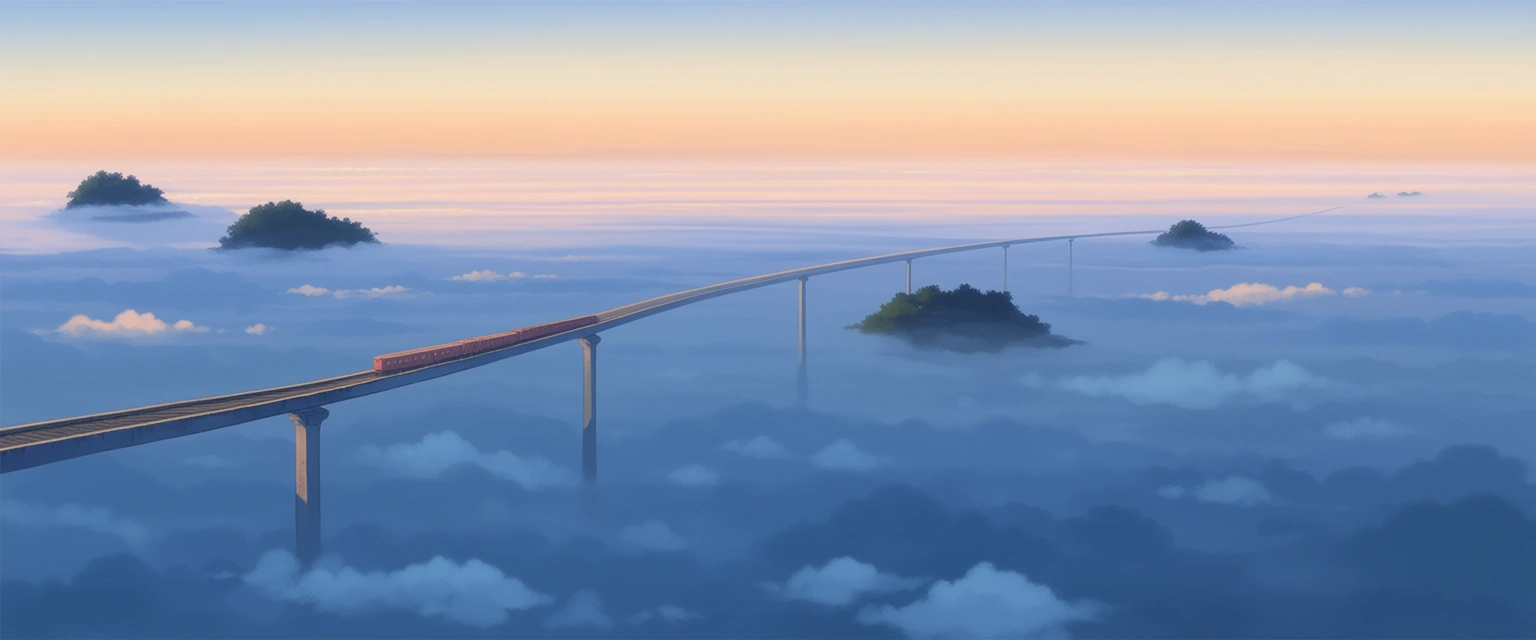 雲海上的列車與高架鐵道